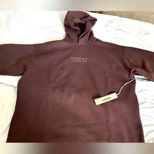 Essentials Fear of god - MEN plum colour relaxed hoodie in size S
